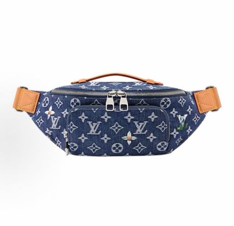 TÚI ĐEO EO NAM NỮ L V RUSH BUMBAG MONOGRAM FLOWERS DENIM