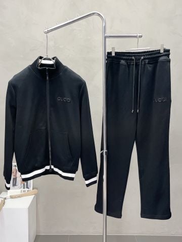 BỘ THỂ THAO NAM GUC NỈ CAO CẤP MÀU ĐEN – LOGO THÊU TINH TẾ*