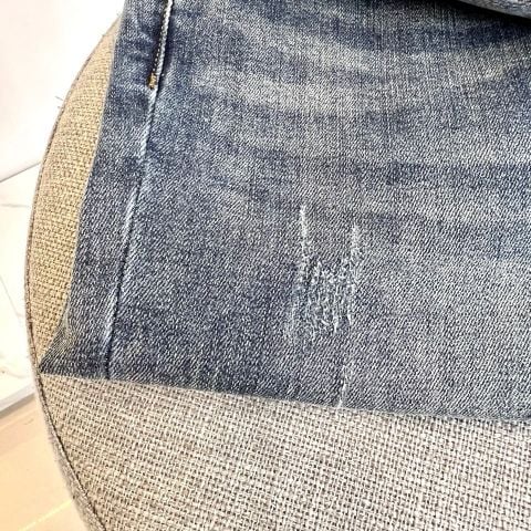 QUẦN JEANS NAM F G PHOM SLIM STRAIGHT WASH BẠC CỔ ĐIỂN, PATCH DA GANCINI