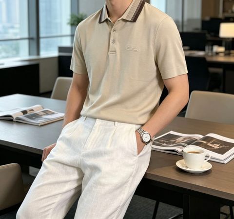 ÁO POLO NAM LP CỔ DỆT SỌC PHỐI TONE NHẸ, COTTON MỀM MỊN CAO CẤP