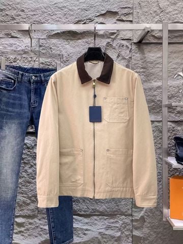 ÁO KHOÁC NAM L V DÁNG WORKWEAR CỔ NHUNG GÂN PHỐI TÚI THÊU LOGO