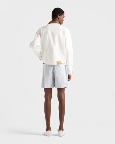 ÁO KHOÁC NAM P R A D* WHITE BULL DENIM – CỔ SUEDE NÂU