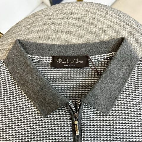 ÁO POLO NAM L P HALF ZIP DỆT HỌA TIẾT MICRO CHECK