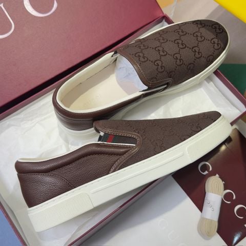 GIÀY SLIP ON NAM GC DÒNG ACE MONOGRAM DỆT PHỐI DA VÂN ĐẾ CAO BẢN