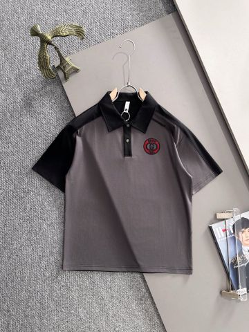 ÁO POLO NAM G C CỔ BẺ PHỐI MÀU LOANG XÁM ĐEN THÊU NGỰC NỔI PHOM RỘNG