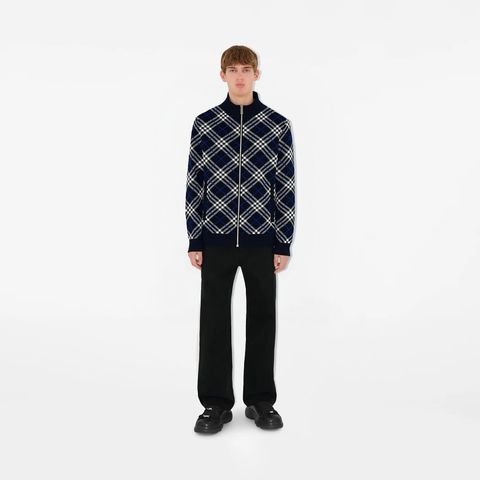 ÁO KHOÁC LEN UNISEX BUR* CỔ ĐỨNG CARO CHÉO NAVY