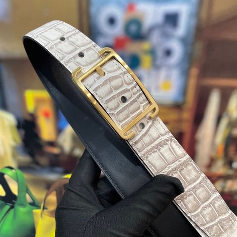 THẮT LƯNG NAM NỮ H M DA VÂN CÁ SẤU 2 MẶT – KHÓA KIM SIGNATURE PHOM SANG 32MM