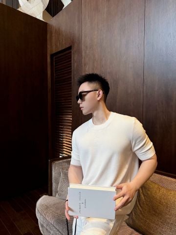 ÁO LEN DỆT KIM NGẮN TAY NAM FD DÒNG SELLERIA FF THÊU