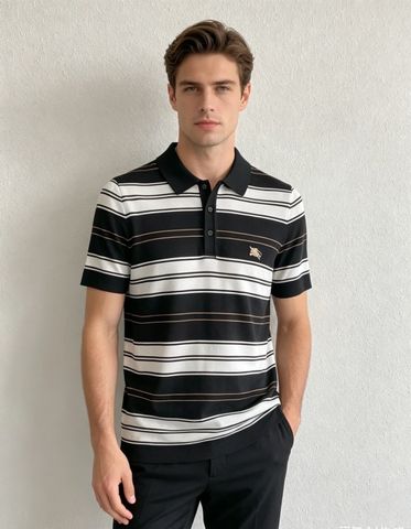 ÁO POLO NAM B B STRIPED KNIT SHORT-SLEEVE POLO LOGO THÊU NGỰA