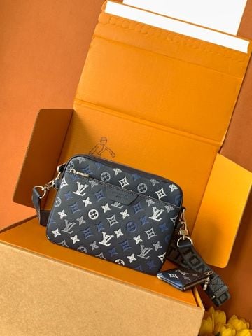 TÚI NAM NỮ L V TRIO MESSENGER MONOGRAM SHADOW DA BÊ NAVY BLUE