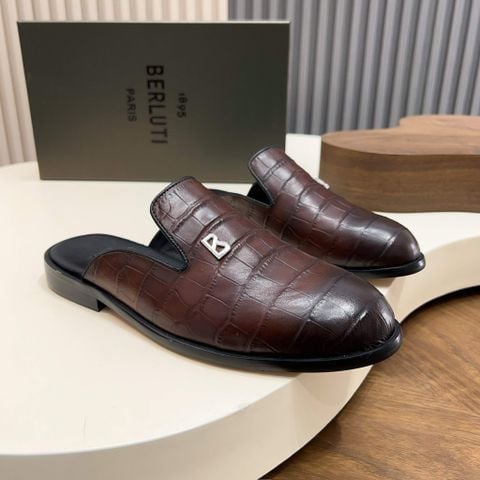 GIÀY SỤC NAM B CROCO-EMBOSSED MULE DA BÒ LỚP ĐẦU, ĐẾ DA