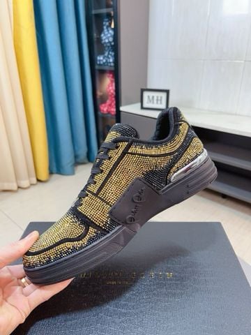GIÀY SNEAKER NAM P P LOW-TOP PHỦ CRYSTAL STRASS