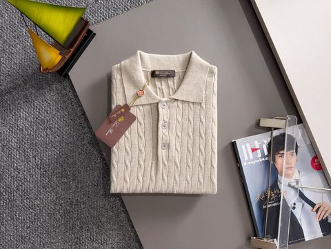 ÁO POLO NAM L P KNIT COTTON SILK CABLE TEXTURE – SHORT