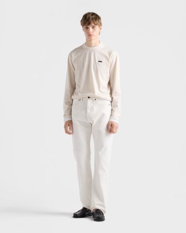 QUẦN JEANS NAM P R A D* WHITE BULL DENIM FIVE-POCKET