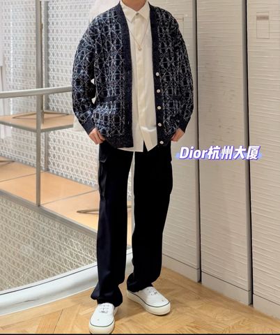 ÁO CARDIGAN NAM NỮ D R OBLIQUE CANNAGE JACQUARD KNIT