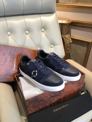 GIÀY NAM SNEAKER STEF NAVY DA BÒ LỲ PHỐI DA LỘN CAO CẤP