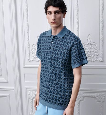 ÁO POLO NAM D CANNAGE KNIT HỌA TIẾT DỆT TOÀN THÂN PHOM REGULAR CAO CẤP