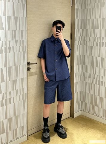 BỘ DENIM JACQUARD NAM L V SƠ MI NGẮN TAY & QUẦN SHORT WORKWEAR