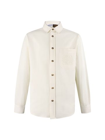 SƠ MI NAM L W LOGO THÊU TÚI NGỰC – LYOCELL PLAIN-WEAVE ENZYME WASH –