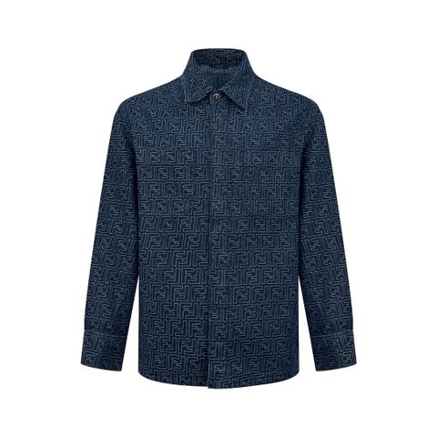 ÁO KHOÁC SƠ MI DENIM NAM F D HỌA TIẾT FF JACQUARD, PHOM RỘNG