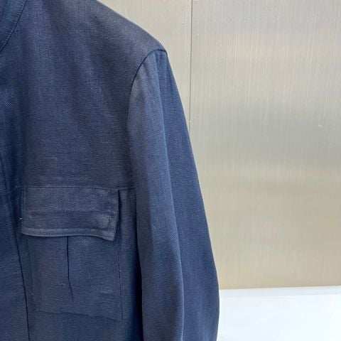 ÁO KHOÁC NAM CỔ ĐỨNG 100% LINEN PHOM FIELD JACKET TÚI HỘP NGỰC THANH LỊCH