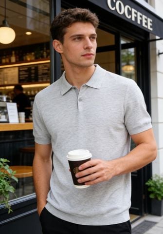ÁO POLO NAM B C DỆT MỊN CỔ BẺ THANH LỊCH, SỢI LYOCELL PHA LINEN
