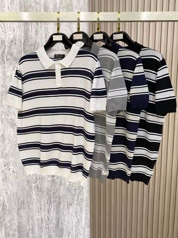ÁO POLO NAM L P DỆT KIM  KẺ NGANG THANH LỊCH PHỐI Ô THOÁNG KHÍ