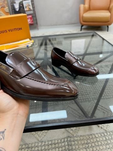 GIÀY NAM LOAFER LV* DA BÓNG NÂU LỊCH LÃM