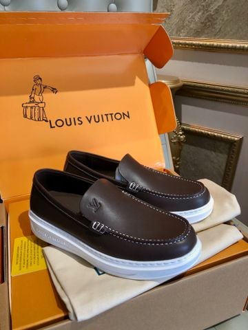 GIÀY SLIP ON NAM LV PHOM LOAFER DA BÒ LỚP ĐẦU ĐẾ TPU SIÊU NHẸ