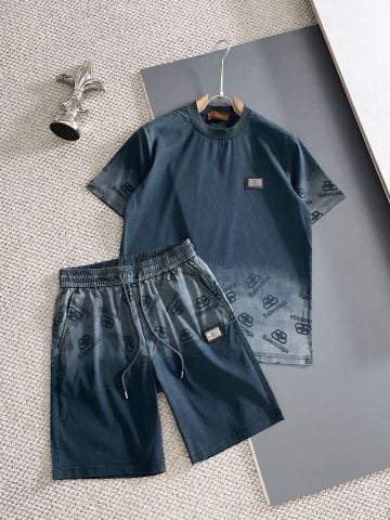 SET ÁO THUN QUẦN SHORT NAM BLCG PHỐI MONOGRAM CHUYỂN MẢNG NỔI BẬT