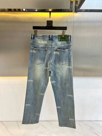 QUẦN JEANS NAM B B WASH XANH CŨ – PHOM ỐNG ĐỨNG HƠI RỘNG, LƯNG THUN RÚT DÂY