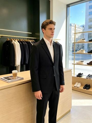 BỘ SUIT NAM P R D PHOM SINGLE-BREASTED TỐI GIẢN, ĐƯỜNG CẮT SẮC NÉT