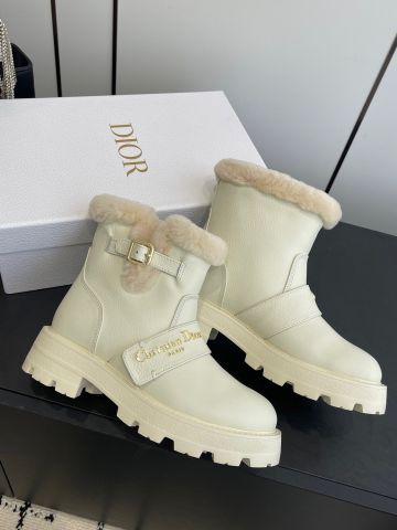 BOOT NỮ DIORR* LÔNG CỪU DÀY ẤM – DA BÒ MÀU KEM