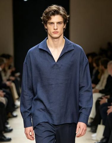 ÁO SƠ MI NAM LP* LINEN 100% CỔ MỞ PHÓNG KHOÁNG DÁNG RỘNG SANG ĐẸP
