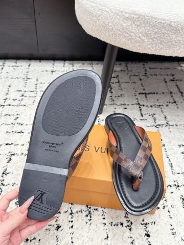 DÉP KẸP NAM DAMIER CANVAS PHỐI DA – PHOM NHÂN TỰ ĐẾ PADDED ÊM CHÂN