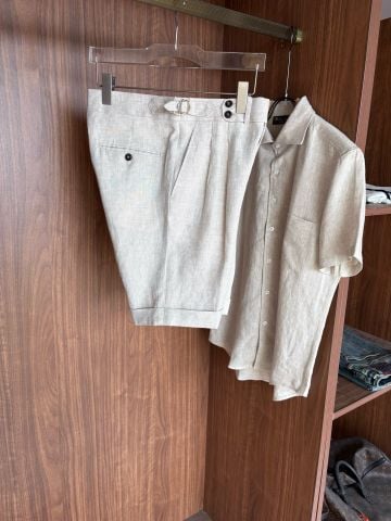 SET NAM L P 100% LINEN SHIRT & PLEATED SHORTS – RELAXED TAILORING CO-ORD SET