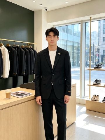 BỘ SUIT NAM L P PHOM SARTORIAL BÁN CẤU TRÚC – VẢI POLYESTER DỆT RIÊNG, ĐỘ RŨ CAO