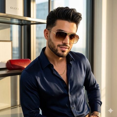 KÍNH MẮT GC DÁNG AVIATOR VUÔNG GỌNG KIM LOẠI THANH MẢNH