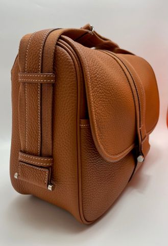 TÚI XÁCH NAM HERM* ĐEO CHÉO DA BÒ NÂU CARO SANG TRỌNG