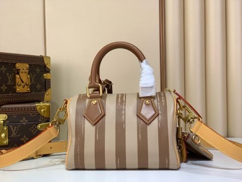 TÚI NAM NỮ L V SPEEDY P9 BANDOULIÈRE 20 CAMEL WASHED STRIPES
