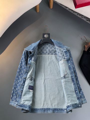 ÁO KHOÁC NAM L V DENIM MONOGRAM WASH LOANG DÁNG CỔ BẺ CAO CẤP