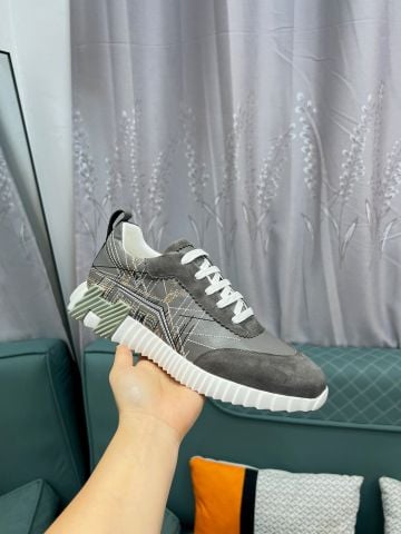 GIÀY SNEAKER NAM HERM* XÁM DA LỘN CAO CẤP