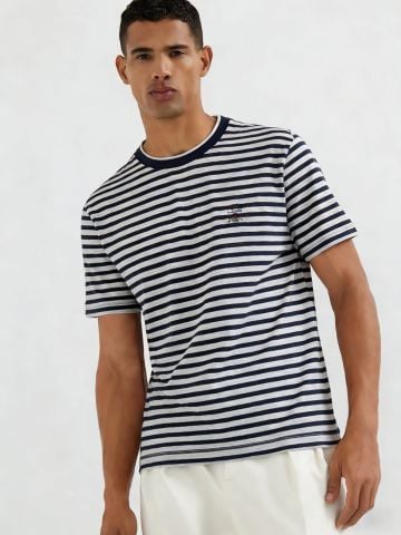 ÁO PHÔNG NAM B C KẺ NGANG DOUBLE COLLAR VẢI RAMIE LINEN CAO CẤP
