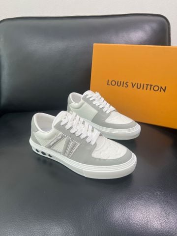 GIÀY NAM LV* SNEAKER XÁM-TRẮNG – PHỐI DA LỘN Ý, ĐẾ TPU ĐÀN HỒI, FORM LOW-TOP THANH LỊCH