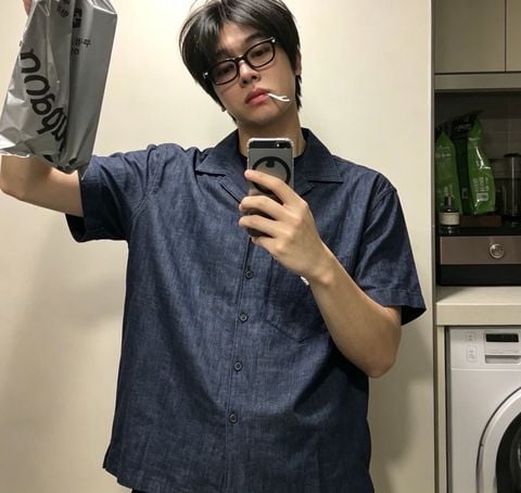 ÁO SƠ MI NAM P R A D* DENIM BOWLING SHIRT CỔ VEEST MỀM