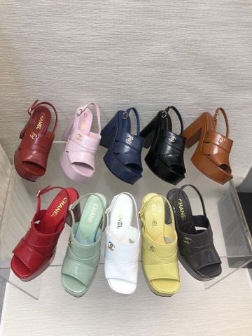 SANDAL CAO GÓT NỮ CHNL*  DA BÒ, GÓT KHỐI 9.5CM, MŨI HỞ