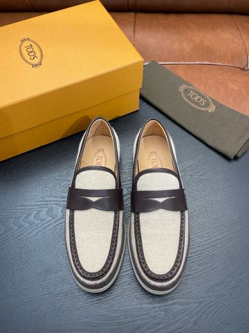 GIÀY LƯỜI NAM To*ds* PHỐI DA BÒ & VẢI CANVAS