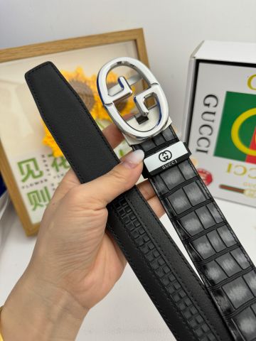 DÂY LƯNG NAM GUC DA HẠT BẢN 3.5CM – KHÓA LOGO BẠC MỜ