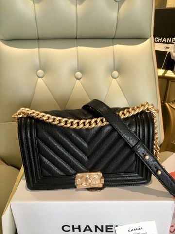 Túi xách nữ CHNEL* Boy Chevron da caviar – Phiên bản Premium Haute 25cm