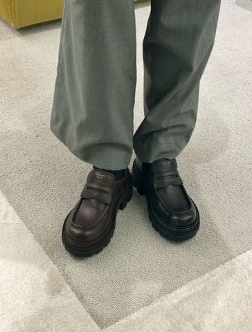 GIÀY LOAFER NỮ P R D MONOLITH – PENNY LOAFER DA BÒ ĐÁNH BÓNG, ĐẾ LUG CHUNKY